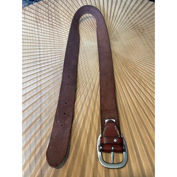 American Eagle Brown Geniue Leather Belt Silver Buckle Western Womens Size Small - Picture 3 of 8